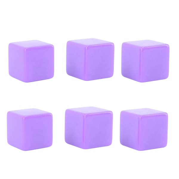 6 STK Tomme Plastterninger DIY Ufærdige Terninger 6 Sider til Undervisning og Fester