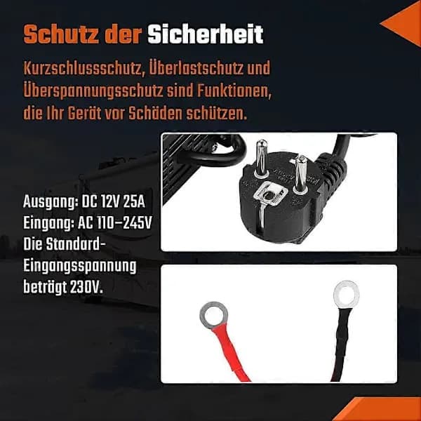 240V til 12V AC/DC strømadaptertransformator, egnet for 5-8 kW dieselvarmeovner, egnet for bobiler, europeisk standardplugg.