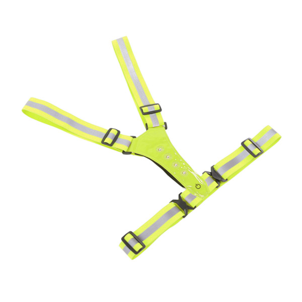 Refleksvest med LED, 3 lysmoduser, 360° beskyttelse for løping og sykling, gul
