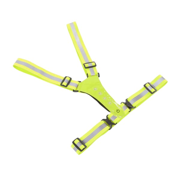 Refleksvest med LED, 3 lystilstande, 360° beskyttelse til løb og cykling, gul