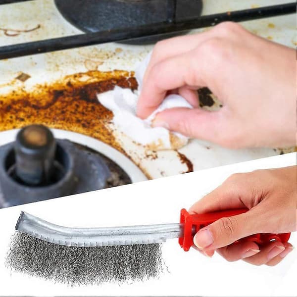 Håndbørste i rustfrit ståltråd, dybderengøringsbørste til snavs og maling, velegnet til hjemmekøkkener.