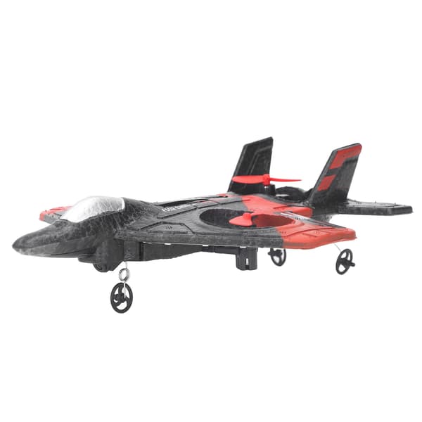 RC Fjärrkontroll Drönarflygplan med Färgglada LED-lampor och Extra Propellrar för Barnpresent, Röd, Dubbla Batterier
