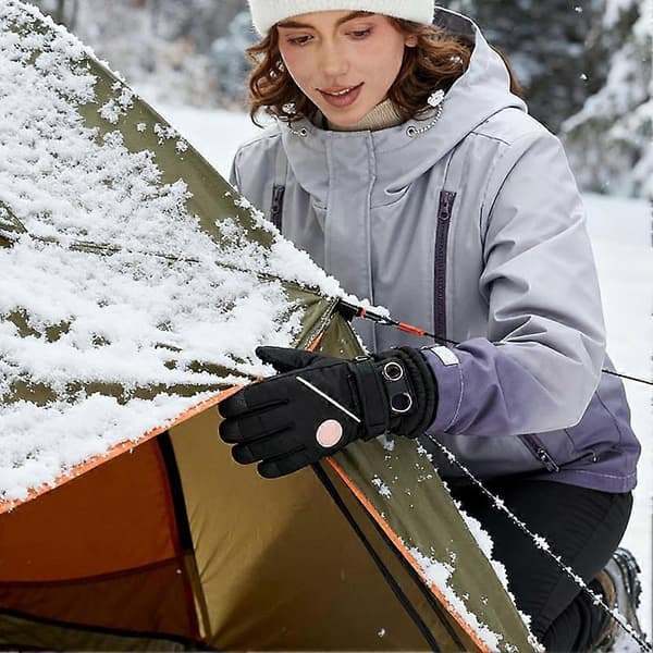Vintervarme og opvarmede handsker - Bløde, vandtætte og vindtætte skihandsker, unisex, ideelle til vandreture og løb.