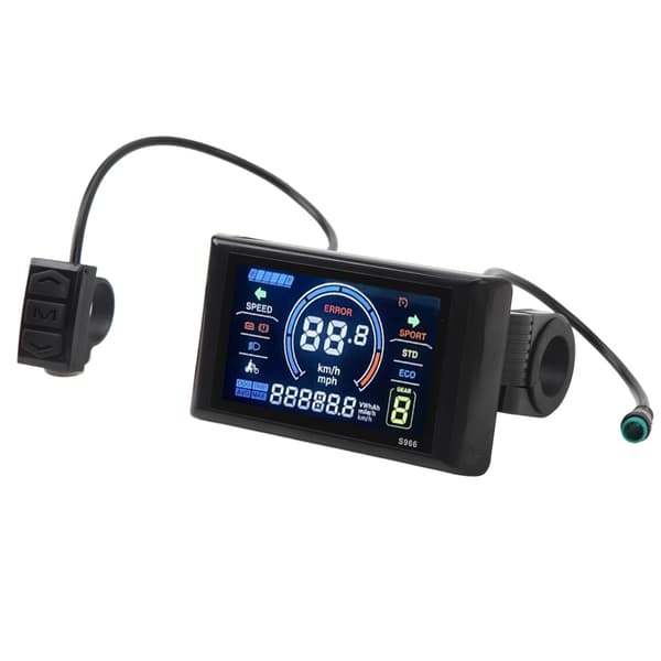 S966 LCD-displaypanel til 24-72V elcykel, vandtæt, letvægts, til 22,2 mm styr