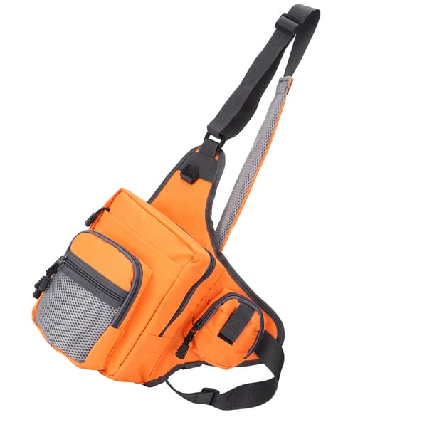 Multifunksjonell skulderveske i polyester for fiskeutstyr med justerbare stropper (oransje)