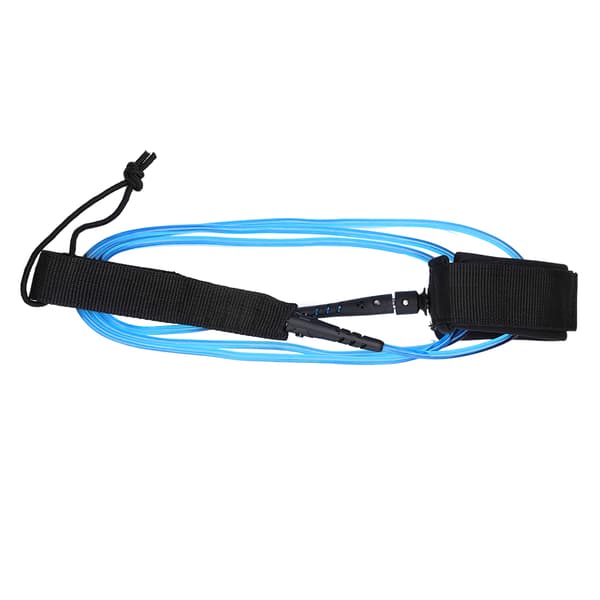 6ft 5.5mm TPU Paddleboard Leash med dubbla svivlar och ankelrem i neopren (transparent blå)