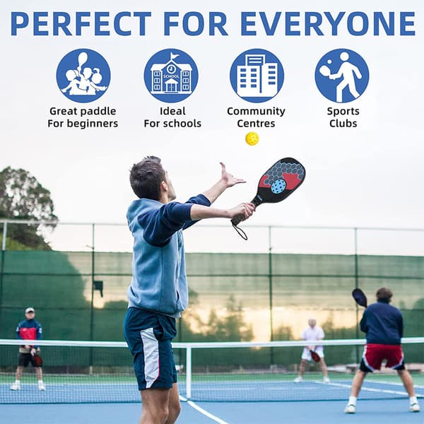 Træ Pickleball Ketcher Sæt med 2 Ketchere, Bolde og Netpose til Begyndere