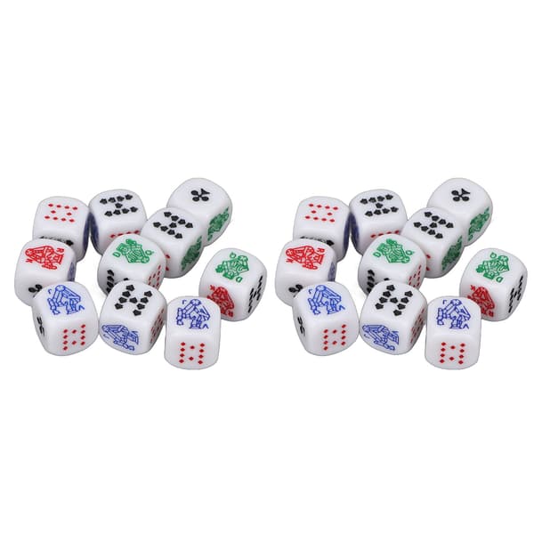 20 Standard 6-sidige spillterninger med avrundede hjørner, vanntette, for hvite brettspill