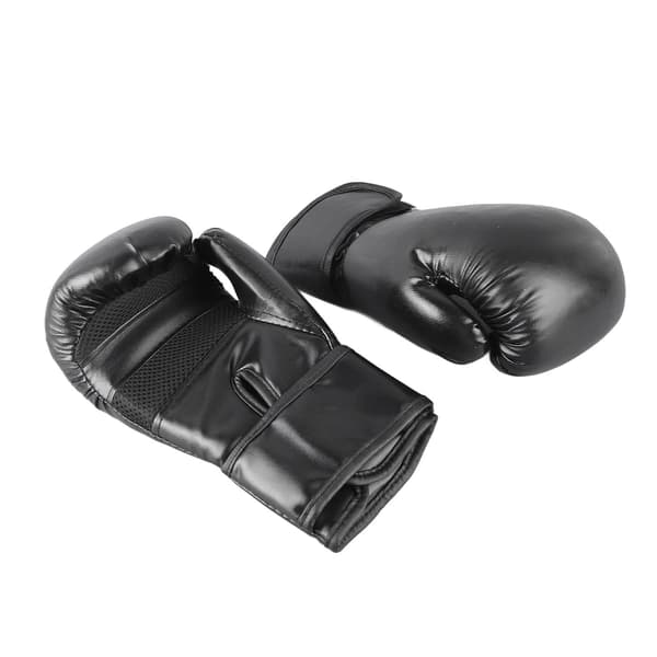 Svarta 8oz boxhandskar, bekväma PU-säckhandskar, säker passform, boxningstillbehör