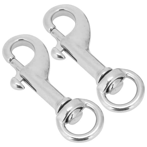 2 stk svingbar dykkerkrok 316 rustfritt stål ovalt øye 68 mm klips