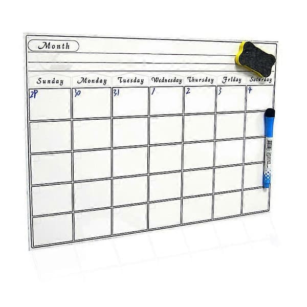 Magnetisk Kylskåpskalender Dekal – Skrivbar Schemaplanerare (Storlek: 30x42cm)