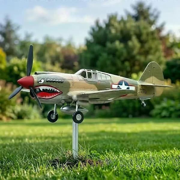 Hajmunn Jagerfly Hagevindmølle 3D Dynamisk Metallfly Vindfløy, Utendørs Propellvindmølle, Egnet for Terrasse- og Hagedekorasjon