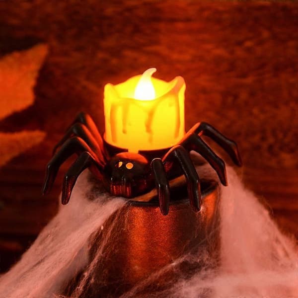 3 stk. Halloween LED-stearinlys Edderkop Græskar Lampe til Halloweenfest Hjemmedekoration Pynt...