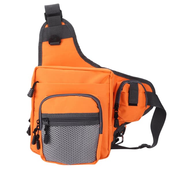 Multifunksjonell skulderveske i polyester for fiskeutstyr med justerbare stropper (oransje)