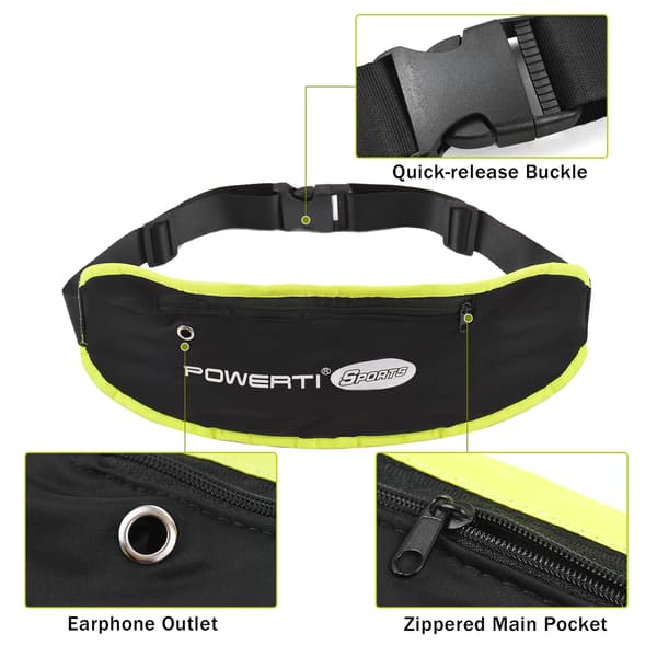 Taljetaske til sneakers med 5 elastiske lommer, lavet af spandex, justerbar til sport.