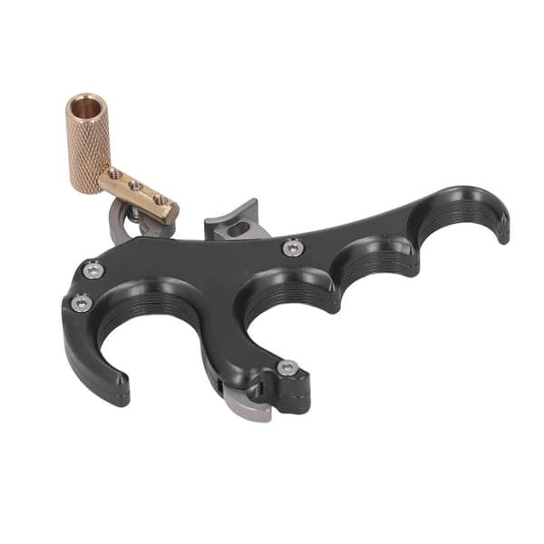 Compoundbueudløser, 4 fingre, justerbar tommelfingerudløser, sort aluminiumslegering