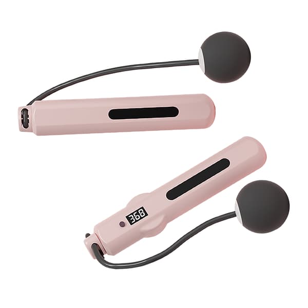 Trådløst hoppetau med smart telling og stemmestyring, vekt, PU ABS rosa for trening