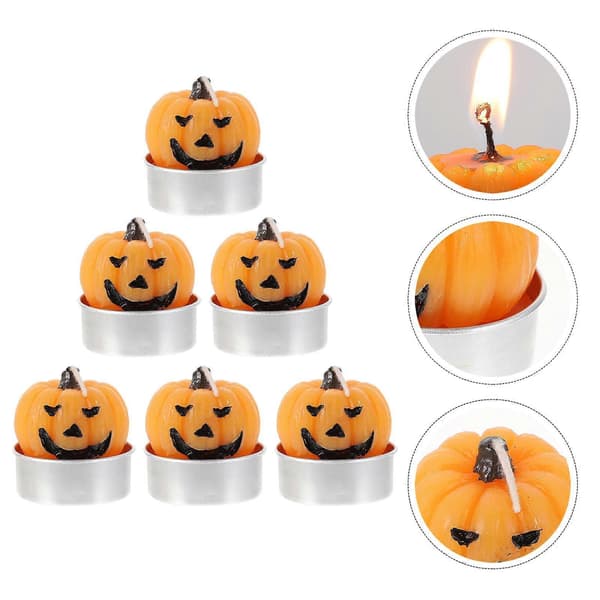 Halloweenljus Orange pumpa för dekoration 6 st Halloween-tillbehör