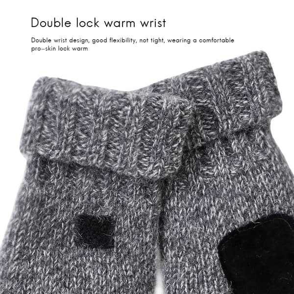 Unisex Varma Stickade Fingerlösa Vinterhandskar med Öppningsbart Lock och Kardborreband