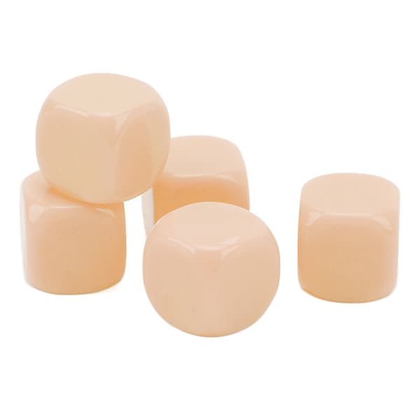 30 STK DIY Tomme Terninger, 6 Avrundede Sider, for Brettspill, Matematikklæring, Beige