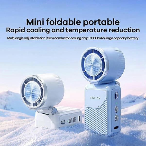 Mini sammenklappelig ventilator, 3000 mAh, bærbar bord- og lommeventilator, ideel til rejser og udendørs aktiviteter.