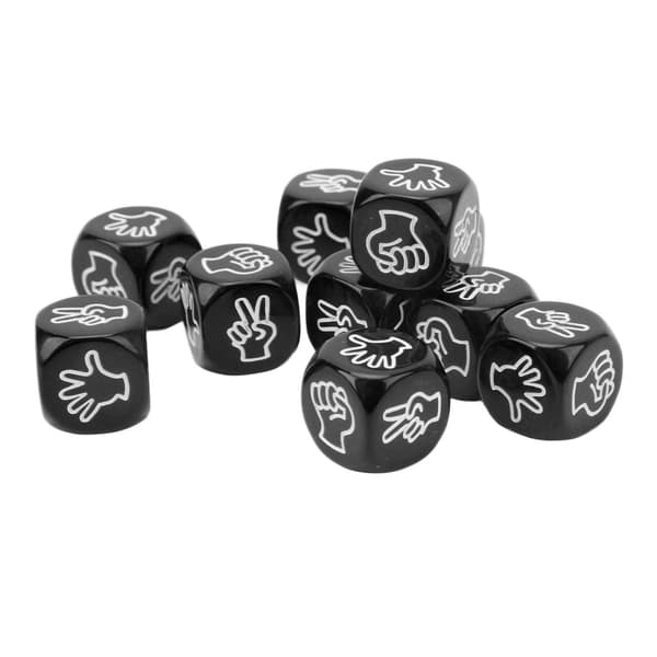 10-styks sæt med 6-sidede terninger, vandtætte, antioxidante, til fingerlege og brætspil, sort