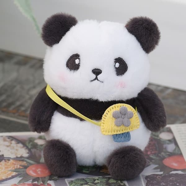 Bedårende Plys Panda Vedhæng Nøglering til Taskeophæng 4 Stk Sæt