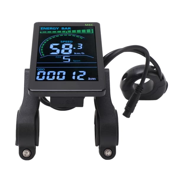 ABS LCD-displaymåler til elcykler med kontrolpanel og vandtæt 6-bens kabel 24V-60V