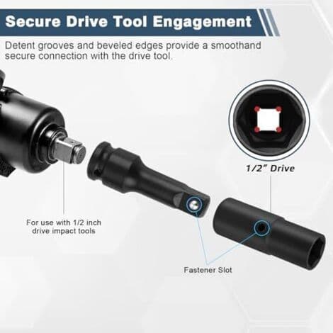 19,5 18,5 20,5 21,5 mm hjulmutterpipe, dobbelthodet hjulmuttertrekker for Ford-muttere, 1/2\" krom-molybden stål slagpipe sett