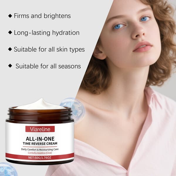 Viaruilin Multi-Effect Anti-Aging Cream: skånsomme ingredienser til daglig beroligende hydrering.