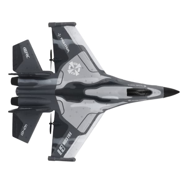 RC-planer med LED-lys, letvægts fleksibelt fjernstyret fly til børn, grå camouflage, 1 batteri