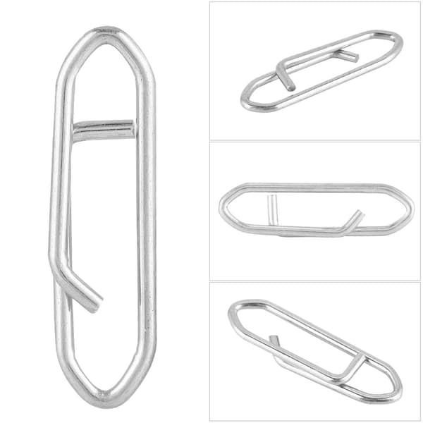 100 stk. fiskekroge i rustfrit stål med interlock-clips, terminaltilbehør SML