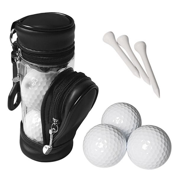Golfboldopbevaringsetui med 3 bolde og 3 holdere - Let og holdbart PVC