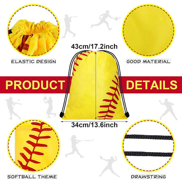 25 Softball Dragskoväskor för Gymnastik Sport Ryggsäck Polyester 43,7x34,5cm