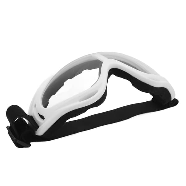 PC skibriller med klare linser, UV-beskyttelse, justerbart hodebånd, snowboard, hvit
