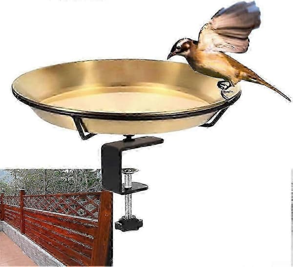 Udendørs fuglebad i rustfrit stål, praktisk hængende design velegnet til haven.