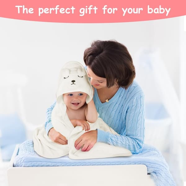 Hettehåndkle til baby, 3 stk. badehåndklær til baby med hette, 80x80 cm myke og absorberende hettehåndklær til barn.