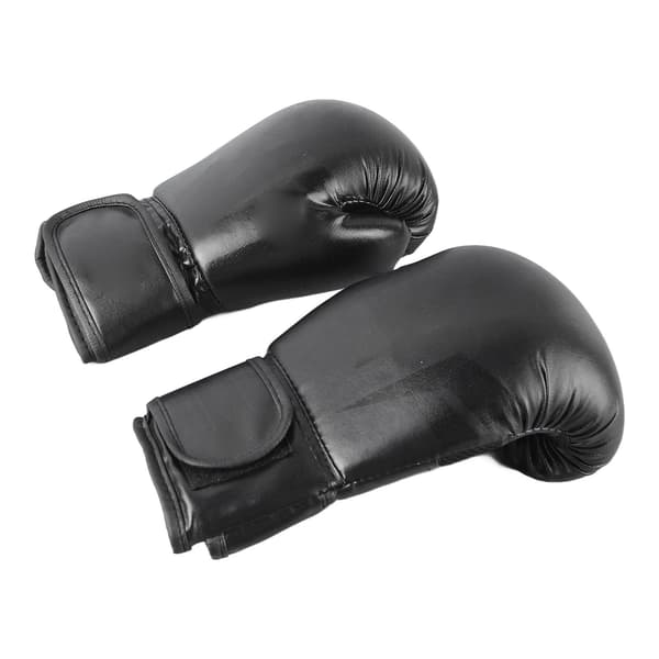 Svarta 8oz boxhandskar, bekväma PU-säckhandskar, säker passform, boxningstillbehör