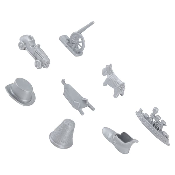 Plastbrettspillbrikker med terninger, tilbehør, kanon, bil, skip, hatt, reservedeler