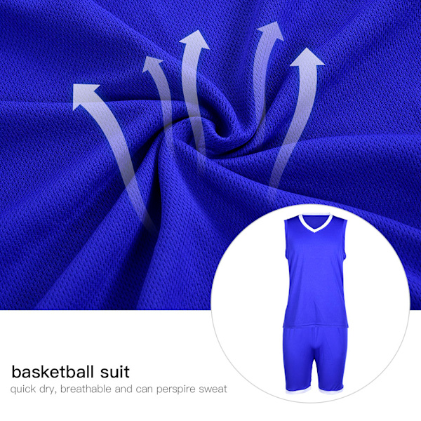 Basketballuniform for gutter og barn, V-hals, ermeløs, atletisk, blå