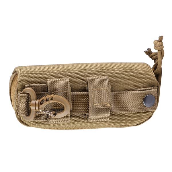 Bærbart stødsikkert solbrilleetui, militærstil, khaki med Molle-krog