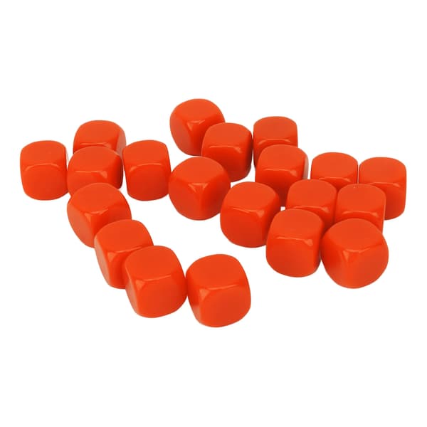 20 plasttärningar 16 mm med rundade hörn i vitt för lek och undervisning - orange