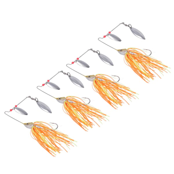4 stk. fiskespinner med roterende blad, skæg, aluminiumslegering, offshore guld