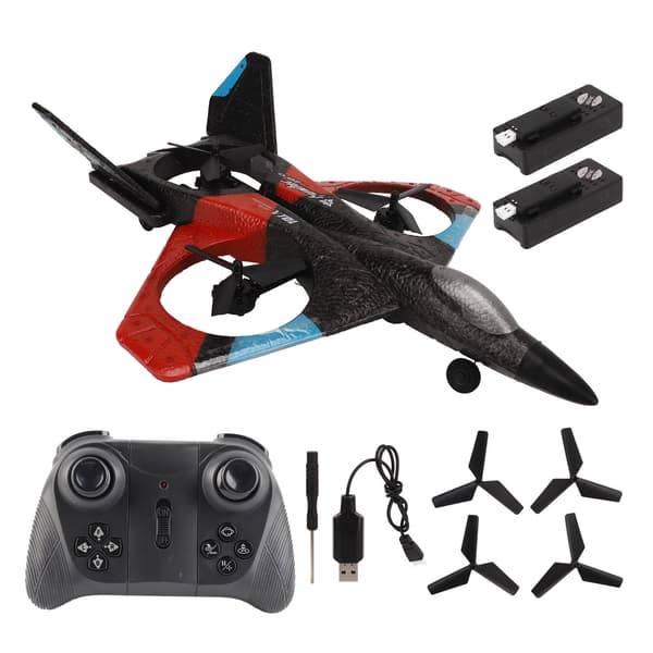 Fjernkontrollfly med LED-lys 2.4GHZ Super Glider for bursdagsgave Rød Dobbel batteri
