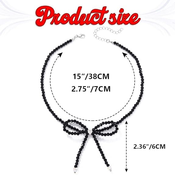 Svart sløyfekjede Rhinestone Choker Halskjeder for kvinner