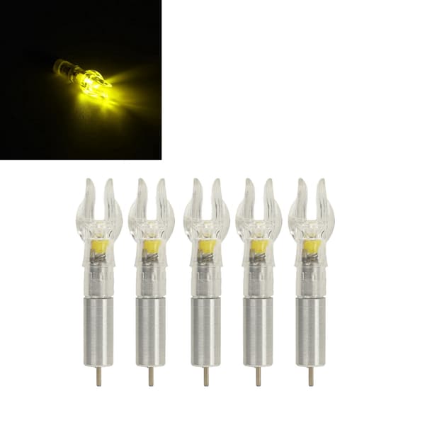 5 STK LED Lysende Pilehaler med Batteri, Plast, Nem Installation til Pile, 6,2 mm Indvendig Diameter, Gul