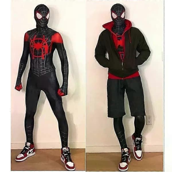 Spiderman Miles Morales Halloween Kostym Cosplay Herr Jumpsuit Kostym 180