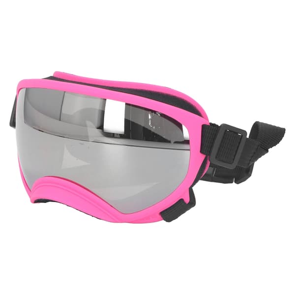 Solglasögon för hundar, UV-skydd, vindtäta, dammtäta, justerbara, bekväma, rosa båge, silverlins