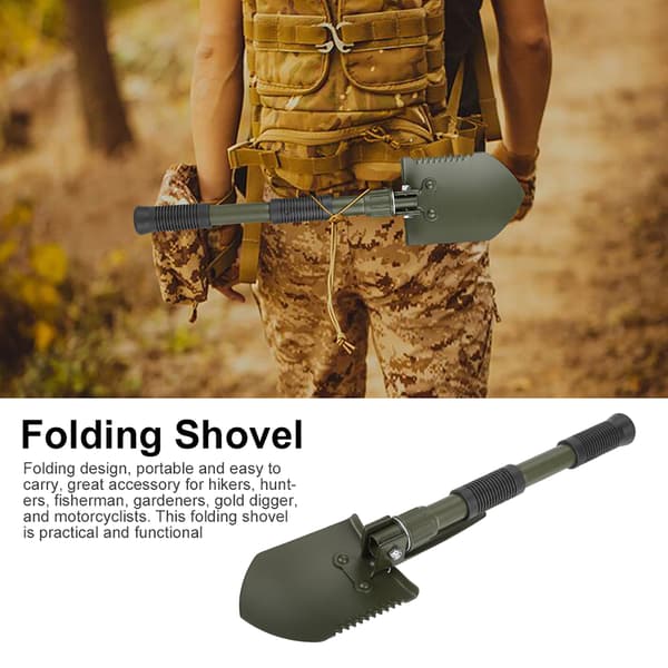 Multifunktionel foldbar militær overlevelsesskovl til camping og udendørs aktiviteter (militærgrøn)