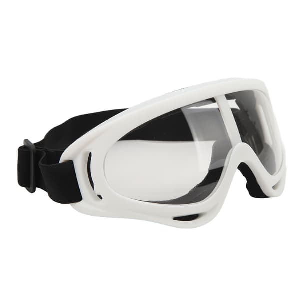 PC skibriller med klare linser, UV-beskyttelse, justerbart pandebånd, snowboard, hvid
